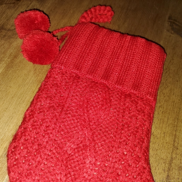 ●SOLD● Set of 5 Red / Ivory Cream / Green Cable Knit Christmas Stockings - Picture 9 of 9